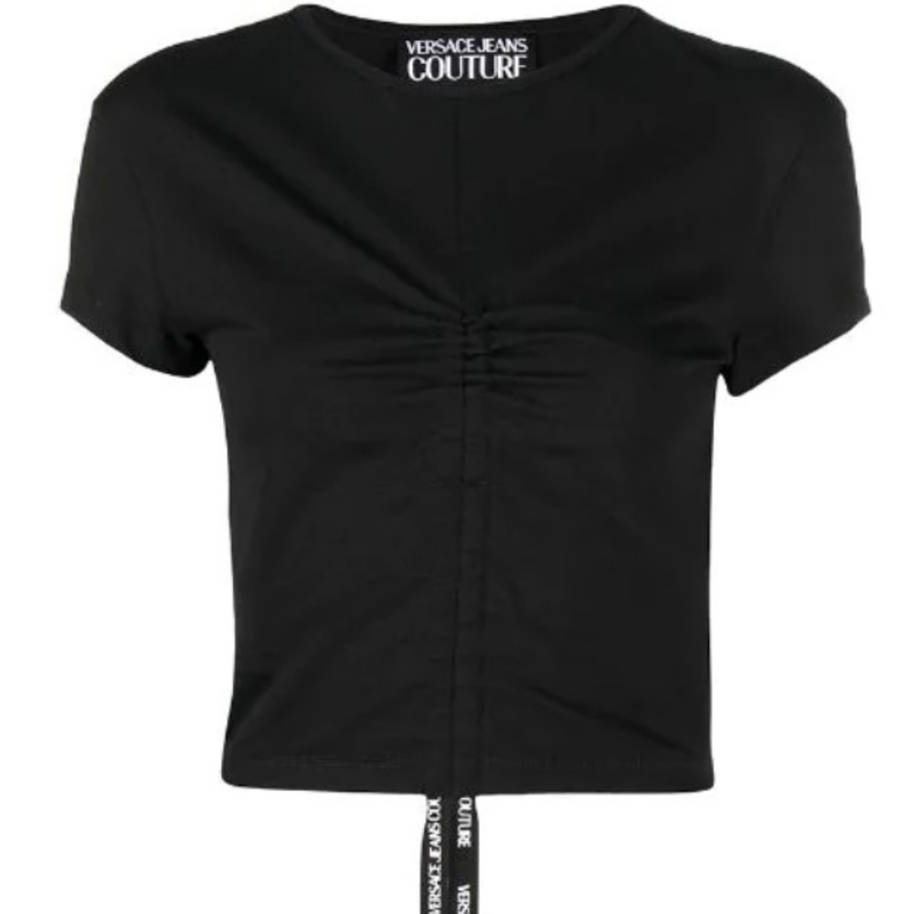 Versace Crop Top, Gathered Front  T-Shirt